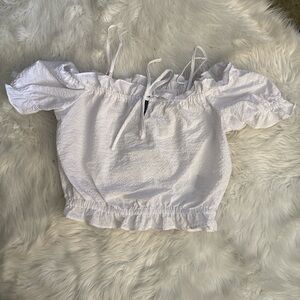 H&M White Ruffle Crop Top
